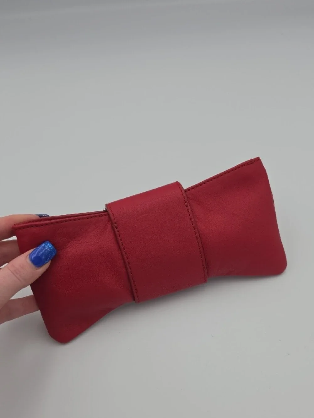 Furla Red Leather Small Bow Clutch W/ Silver Hardware (NWOT)❤️